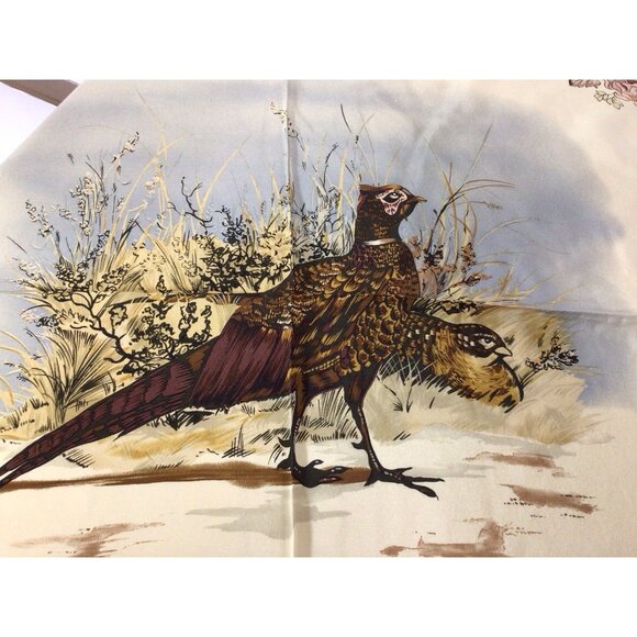 Polo Ralph Lauren Silk Scarf Fall Pheasant Florals - Picture 2 of 8